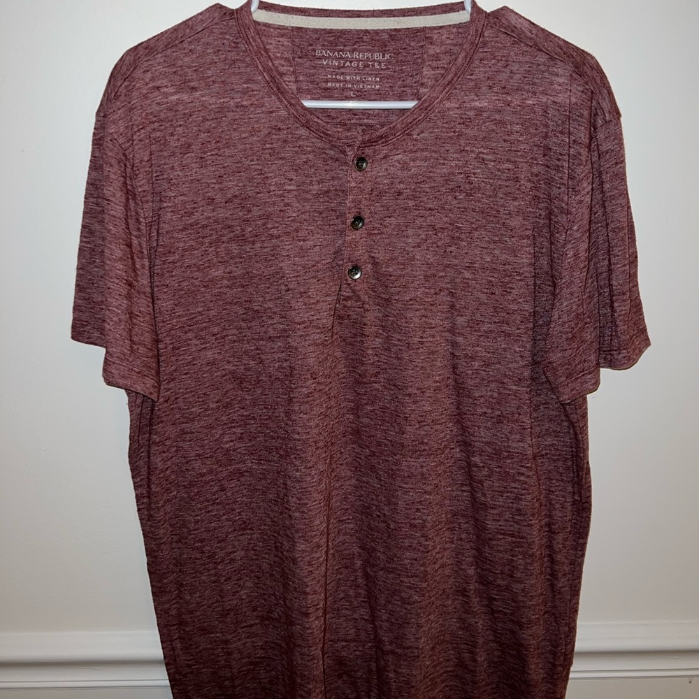 Banana Republic Linen Henley T Shirt